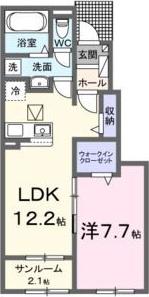 Kクラス(1LDK/1階)の間取り写真