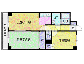 アルファロジェ(2LDK/6階)の間取り写真
