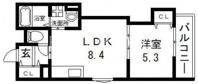 クリエオーレ大蓮東I(1LDK/2階)の間取り写真