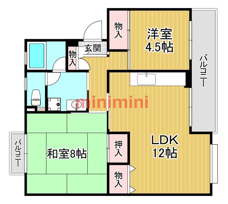 エクセレントライフ真砂(2LDK/2階)の間取り写真
