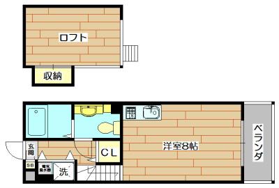 アビタ細川たかつき(1K/4階)の間取り写真