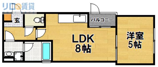 ALEGRIA上新庄(1LDK/1階)の間取り写真