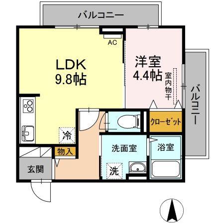 シュヴァル・ドゥーズ(1LDK/2階)の間取り写真