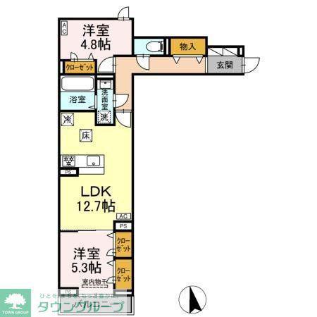 セレスティア竹ノ塚II(2LDK/3階)の間取り写真