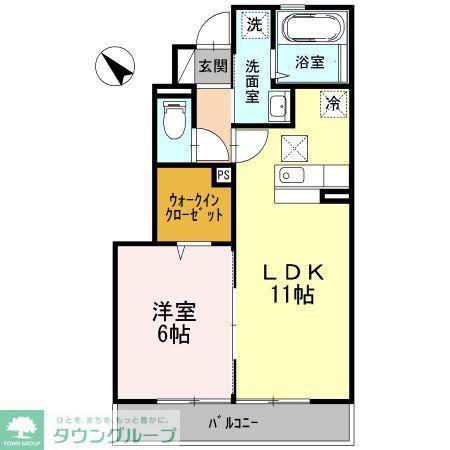 サンリッチ中野島(1LDK/1階)の間取り写真