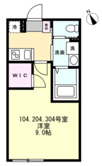 FELICE相模原(1K/2階)の間取り写真