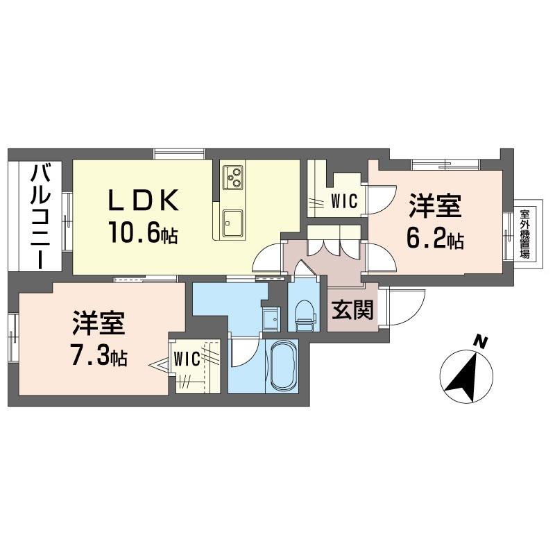 ペイサージュ カリテ(2LDK/3階)の間取り写真