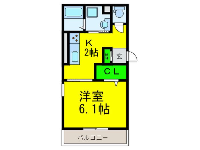 VILLA北花田D-ROOM(1K/2階)の間取り写真
