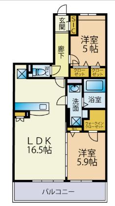 プレア次郎丸 A棟(2LDK/3階)の間取り写真
