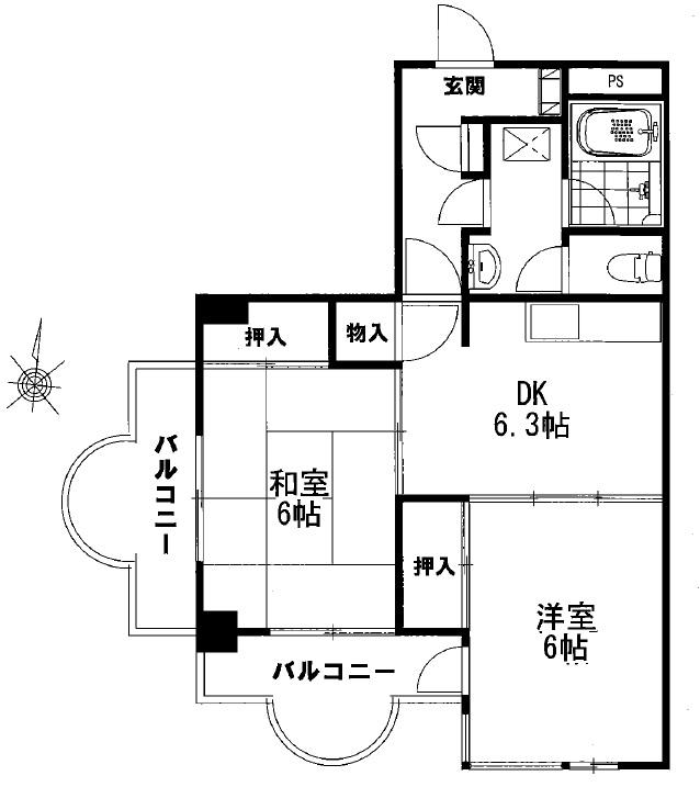 MORE(2DK/1階)の間取り写真