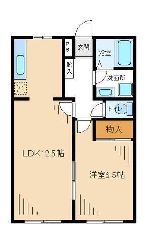 ルナ・セピア(1LDK/1階)の間取り写真
