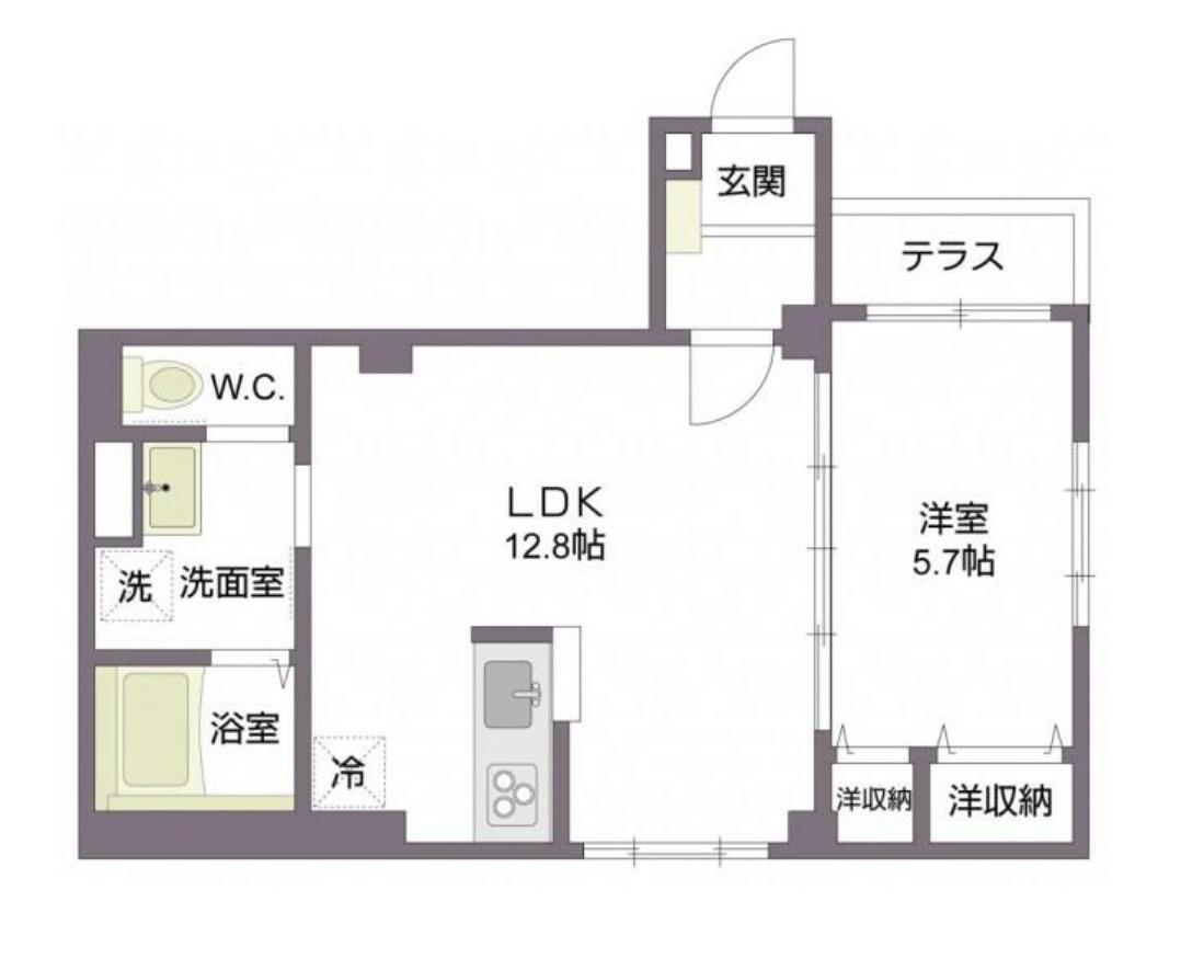 トリニティ白金(1LDK/1階)の間取り写真