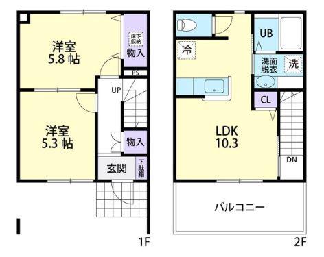 VIVALES II A(2LDK/1階)の間取り写真