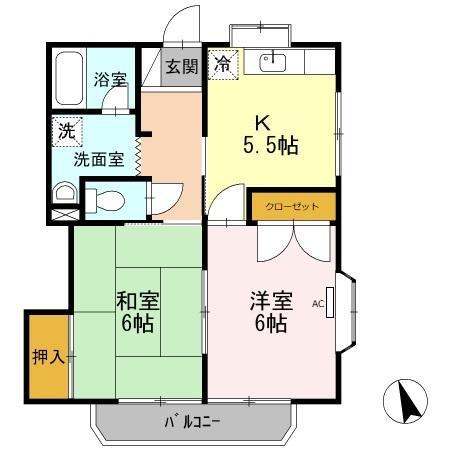 メゾンKIII(2K/2階)の間取り写真