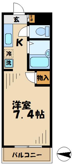 グリーンハイム広瀬(1K/4階)の間取り写真
