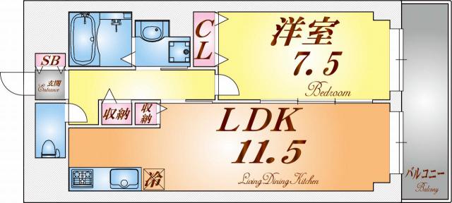 西舞子壱番館(1LDK/1階)の間取り写真