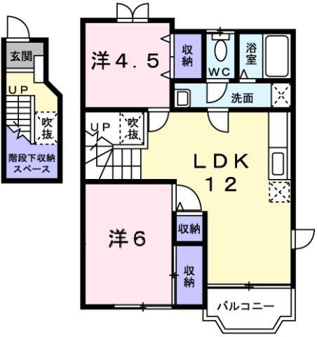 COUNTRY II(2LDK/2階)の間取り写真