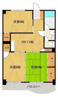 レジデンス花畑南(3DK/3階)の間取り写真