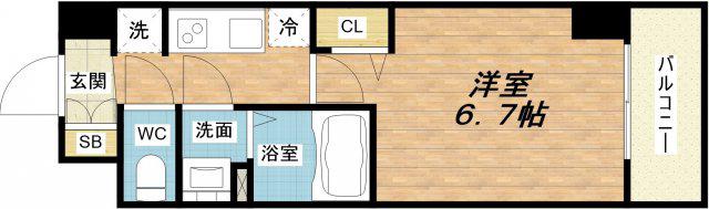 プレサンスOSAKADOMECITYクロスティ(1K/12階)の間取り写真