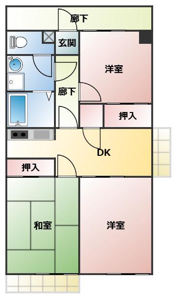 シャトーシミズ(3DK/2階)の間取り写真