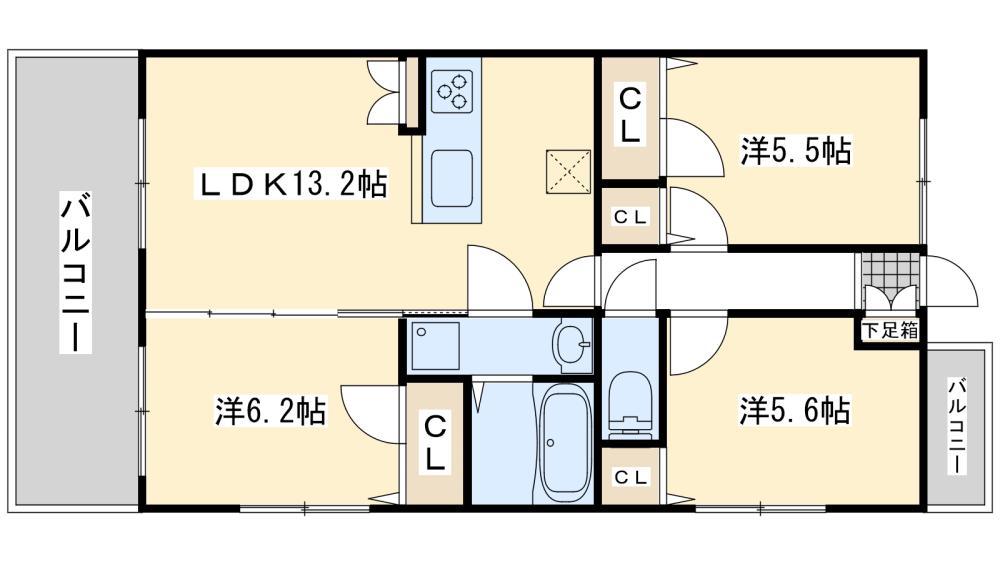 グラントミナミ(3LDK/1階)の間取り写真