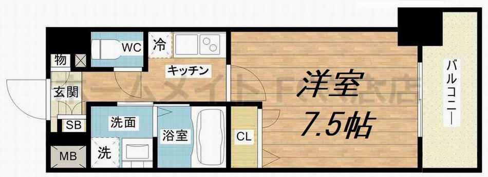 LA DOUCEUR梅田ウエスト(1K/12階)の間取り写真