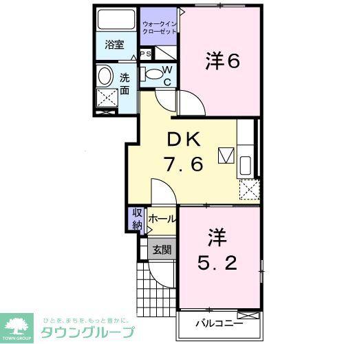 シュティル・ブリーゼB(2DK/1階)の間取り写真