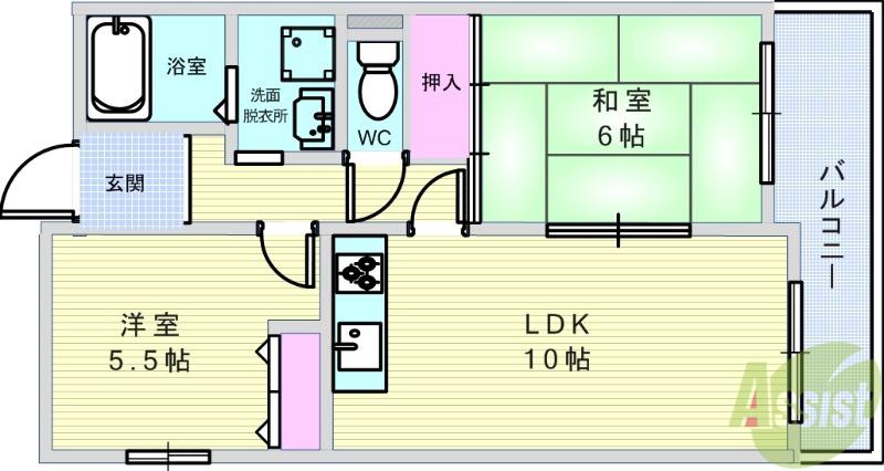 ロイヤルエスタ服部(2LDK/1階)の間取り写真