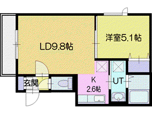 グレイス厚別(1LDK/1階)の間取り写真