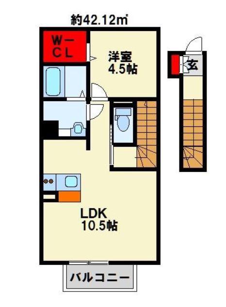 SWS RIVERSIDE D-ROOM(1LDK/2階)の間取り写真