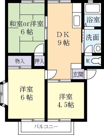 プルミエール守谷D棟(3DK/2階)の間取り写真