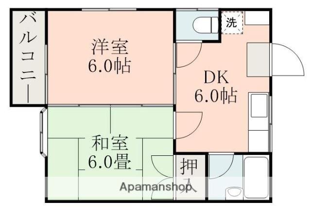 川崎アパート(2DK/2階)の間取り写真