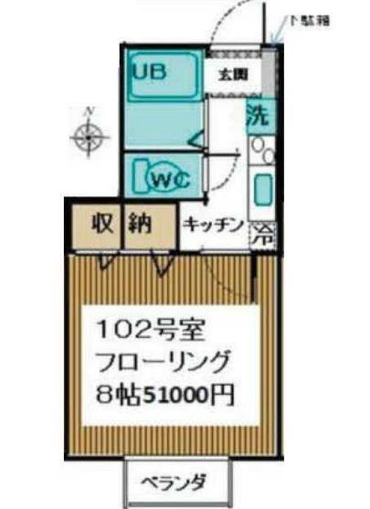 メゾン・ルエ長町南(1K/1階)の間取り写真