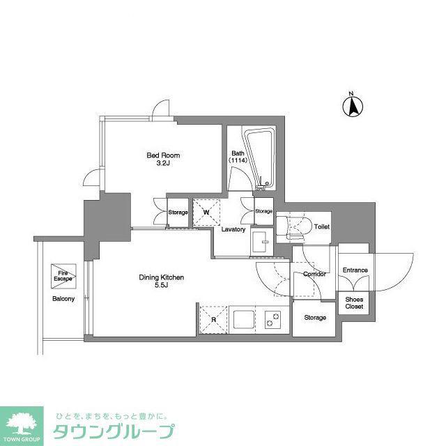 アジールコート浜松町(1DK/6階)の間取り写真