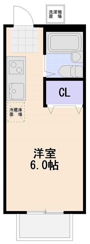 第3さくらハイツ(ワンルーム/3階)の間取り写真