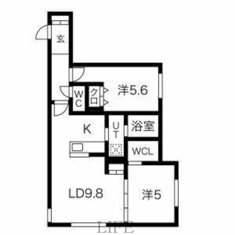 アルファスクエア学園前(2LDK/3階)の間取り写真