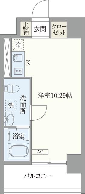 オープンブルーム東新宿(ワンルーム/4階)の間取り写真