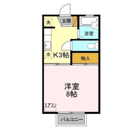 ライトハウスI(1K/1階)の間取り写真