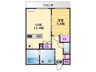 ひまわり(1LDK/1階)の間取り写真