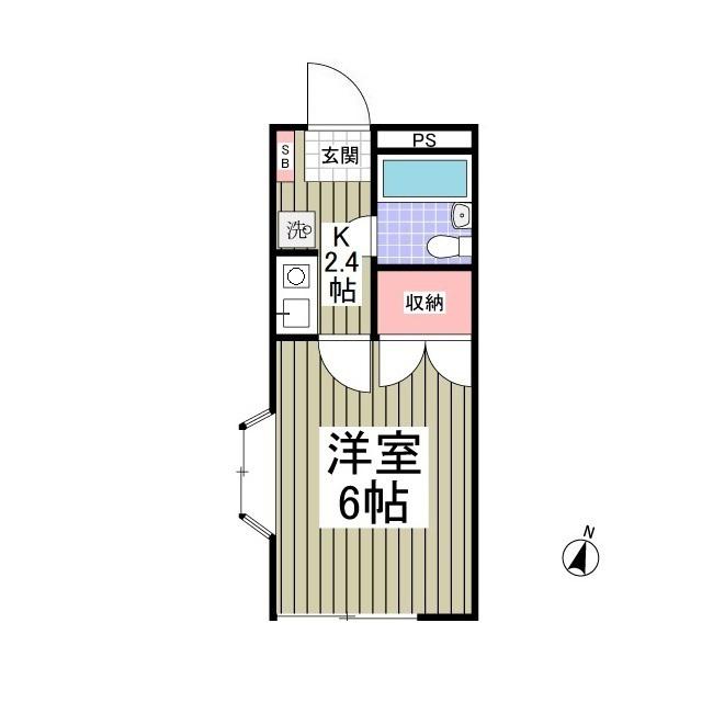 オークタウン(1K/1階)の間取り写真