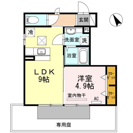 ブレード リビーア(1LDK/1階)の間取り写真