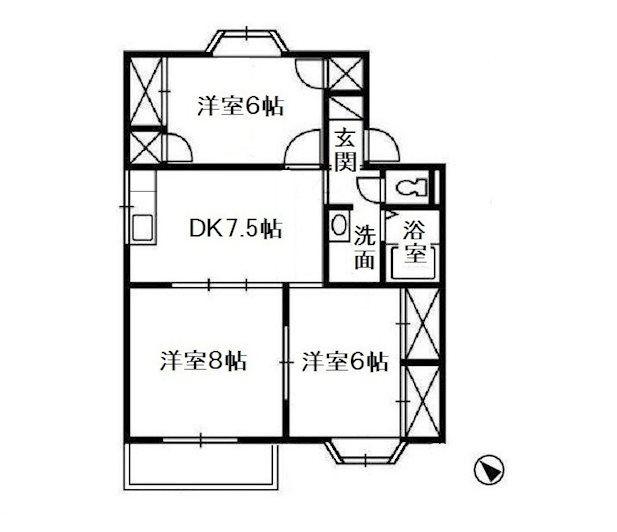 プラトン日和屋C棟(3DK/2階)の間取り写真