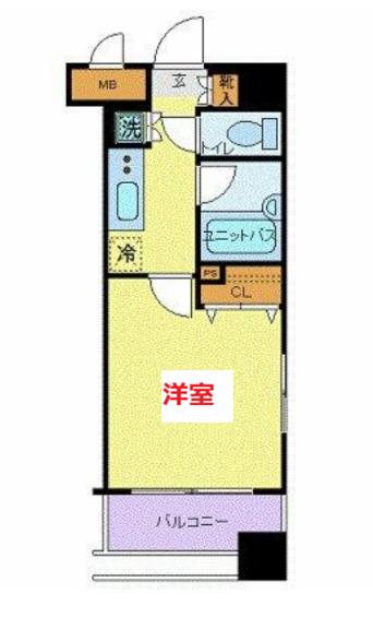 セルカディア港区芝浦(1K/8階)の間取り写真