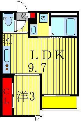 GRANDTIC FLORA(1LDK/1階)の間取り写真