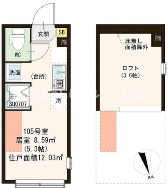LEDミラージュF(ワンルーム/1階)の間取り写真
