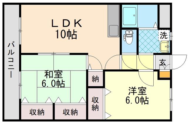 フレンドリーハイツ(2LDK/2階)の間取り写真