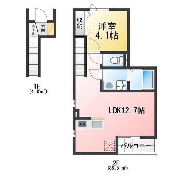 AVANTIA SAGE 中島新町(1LDK/2階)の間取り写真