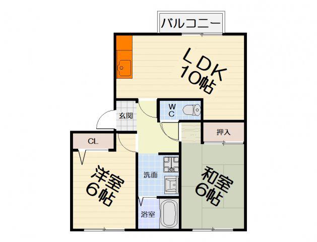 サンプライムシティB棟(2LDK/1階)の間取り写真