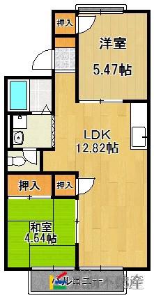 コーポ白水(2LDK/1階)の間取り写真