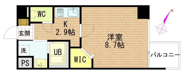 グラビスコート広島駅前通(1K/11階)の間取り写真